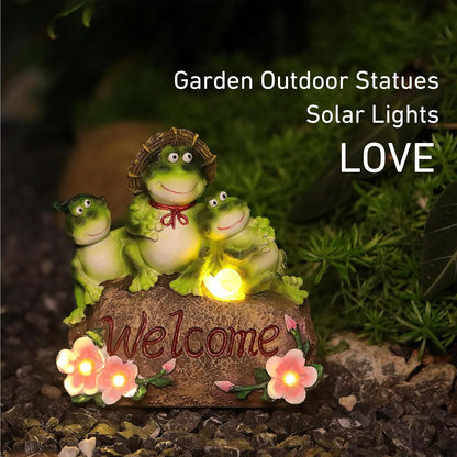 Funny Frog Statues For Garden - 7'' Mothe & Sons Solar Frog Garden Decor Frog Garden Statue For