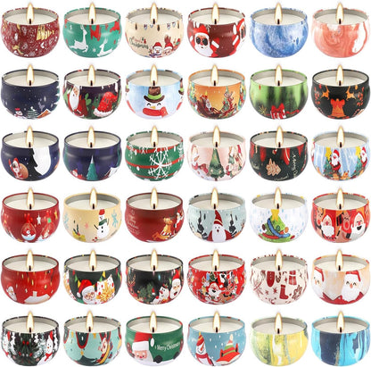 36 Pack Christmas Scented Candles Set for Home, Relaxing Stress Relief, Aromatherapy - Natural Soy