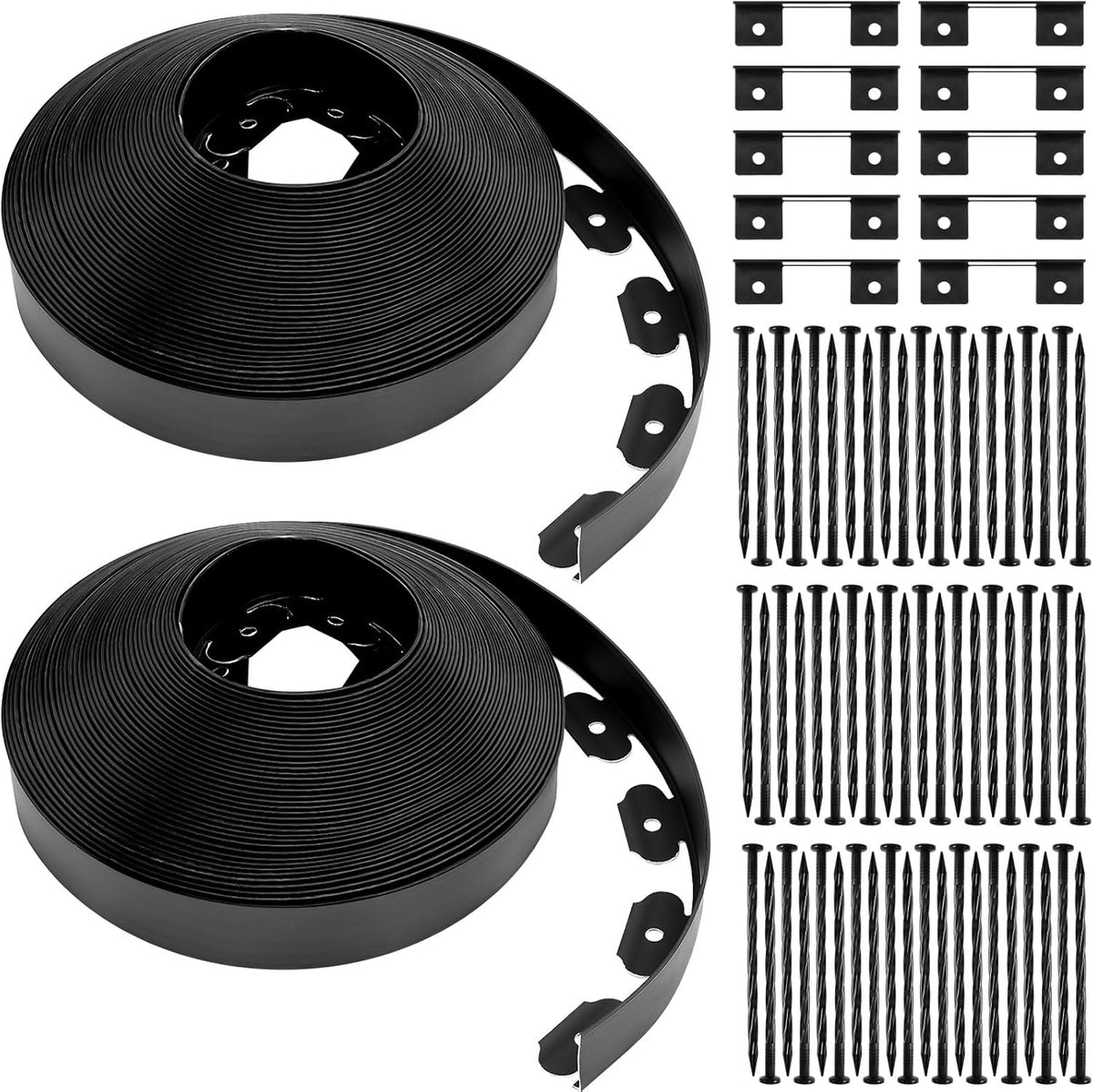 Sasylvia 2'' x 200' Landscape Edging Kit Edging Border Coil Include Anchoring Spikes 10 Connectors