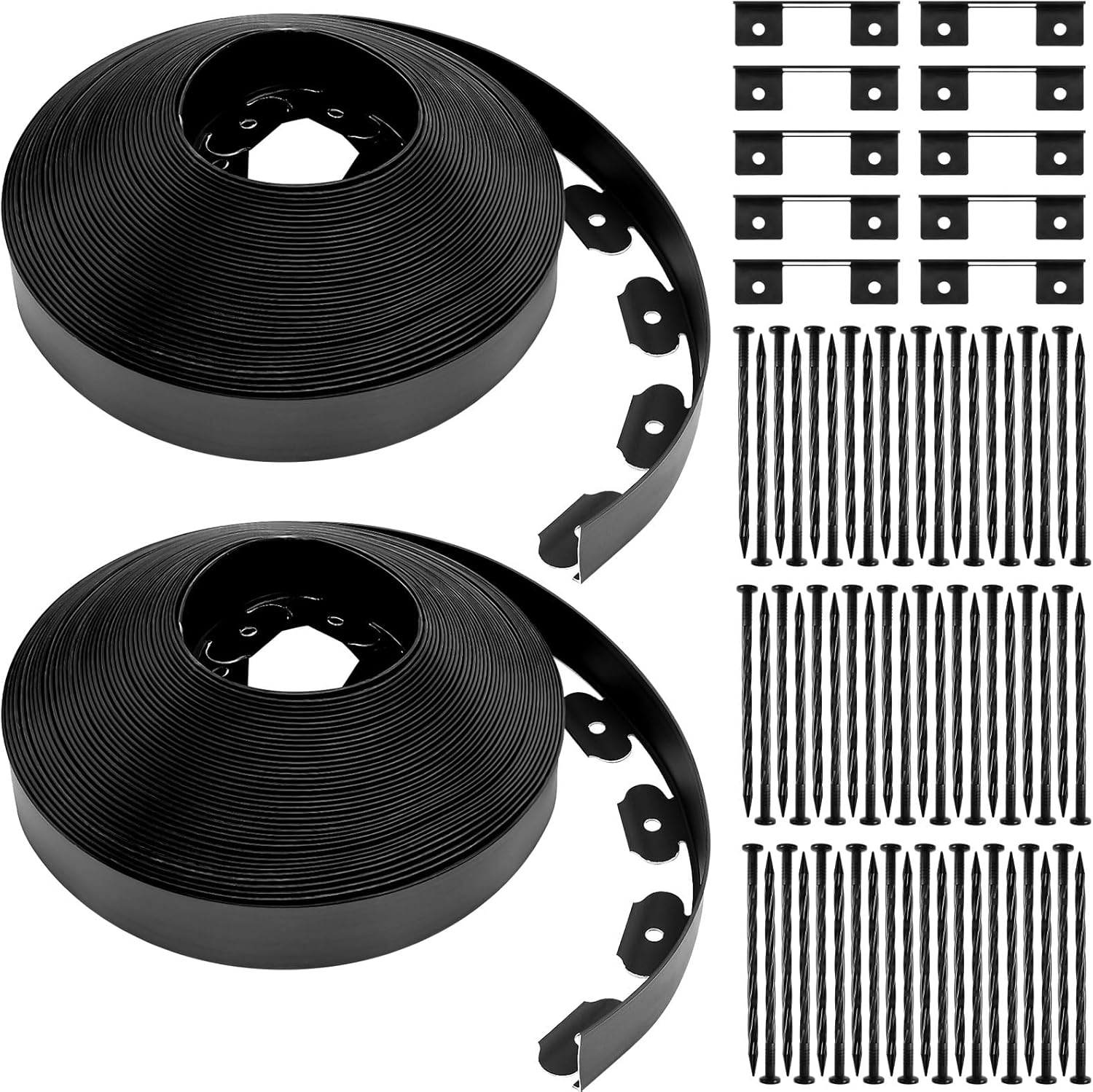 Sasylvia 2'' x 200' Landscape Edging Kit Edging Border Coil Include Anchoring Spikes 10 Connectors