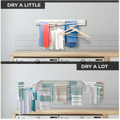 MODERN-X Wall Mounted Clothes Drying Rack with 6 Swivel arms, 35”Wide, 26 Linear ft of Laundry