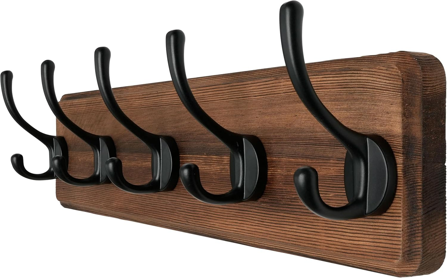 Dseap Wall Mounted Coat Rack: Patented, Heavy-Duty, 17.4" Long 5-Double-Hooks Wooden Hanger Rail