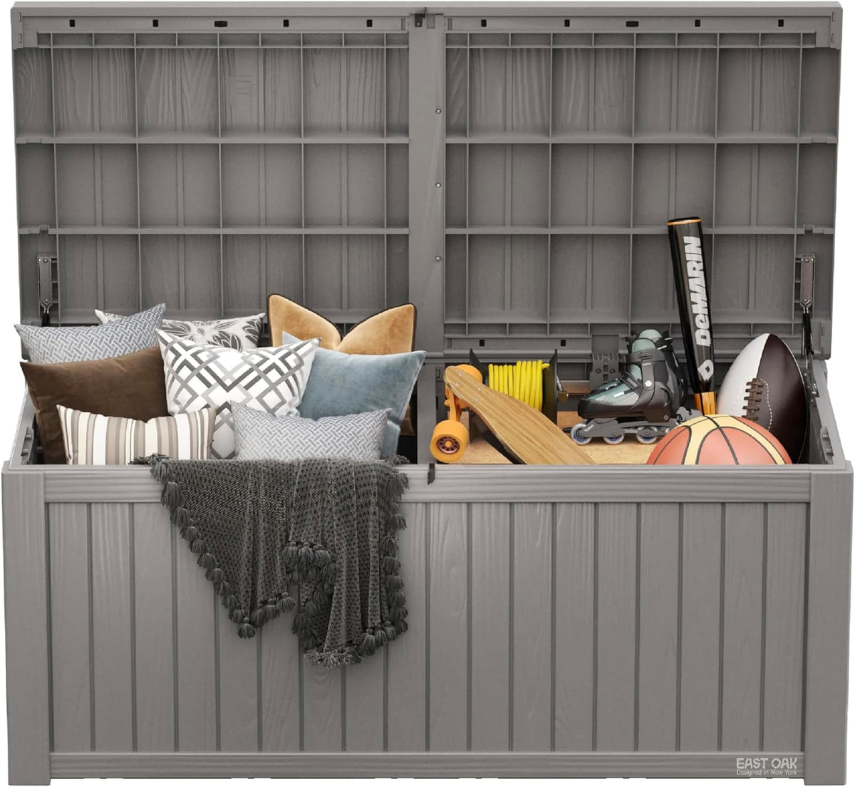 EAST OAK Outdoor Storage Box, 150 Gallon Deck Box, Large Resin Storage Bin for Patio Cushions
