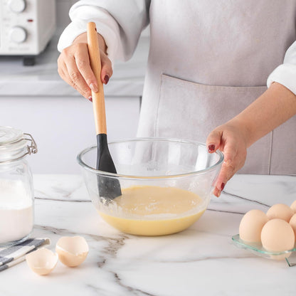 Country Kitchen Non Stick Silicone Utensil Set with Rounded Wood Handles for Cooking and Baking, 14