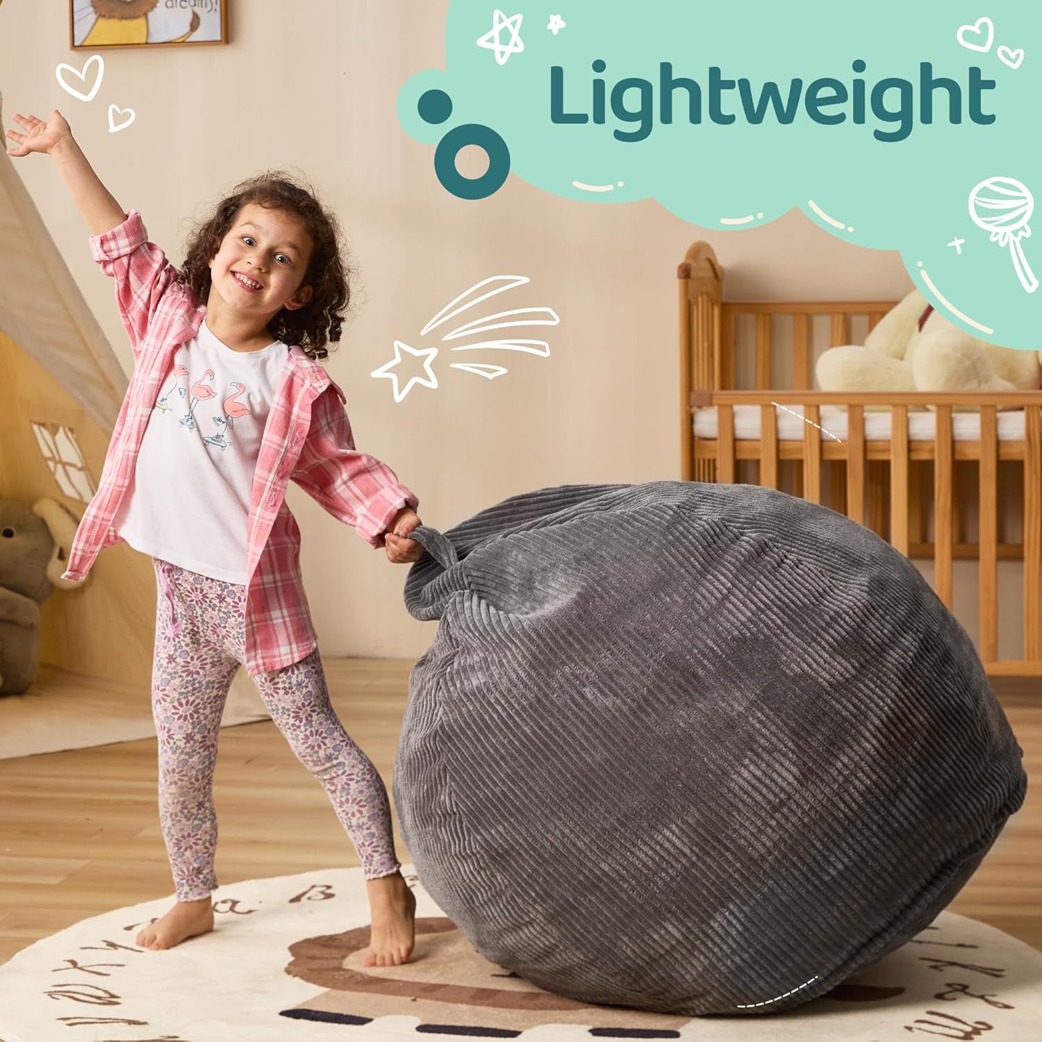 Bean Bag Chairs Teardrop Bean Bag Chair Beanbag Chair with Memory Foam Filled Machine Washable