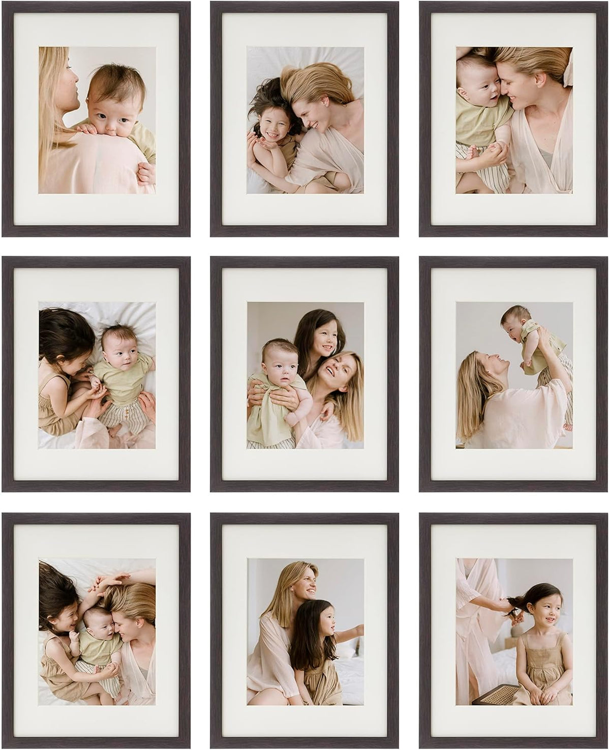 Sheffield Home 9 Piece Gallery Wall Frame Set, 11x14 Inch, Dark Oak