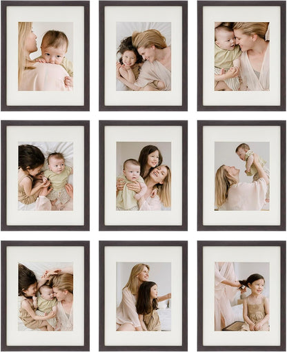 Sheffield Home 9 Piece Gallery Wall Frame Set, 11x14 Inch, Dark Oak