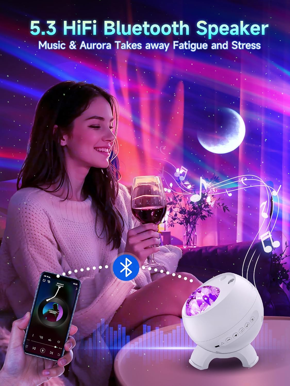 Galaxy Projector Northern Lights Projector,180 Lighting Modes Galaxy Light Projector, 15 White