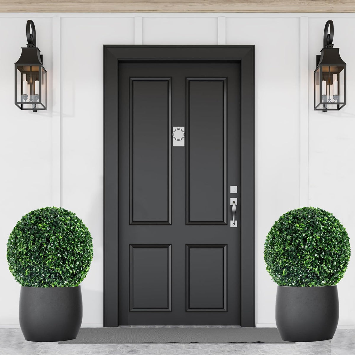 Ogrmar 2 PCS 17.7 inch 2 Layers Artificial Plant Topiary Ball Faux Boxwood Decorative Balls for