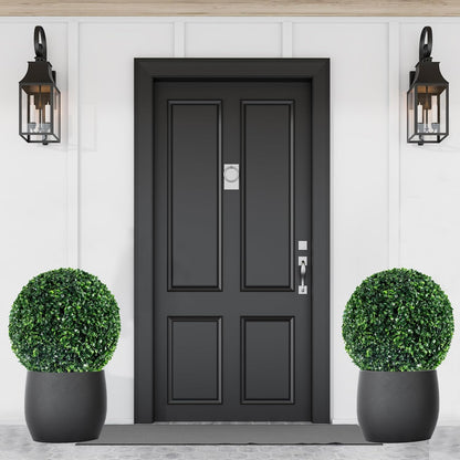 Ogrmar 2 PCS 17.7 inch 2 Layers Artificial Plant Topiary Ball Faux Boxwood Decorative Balls for