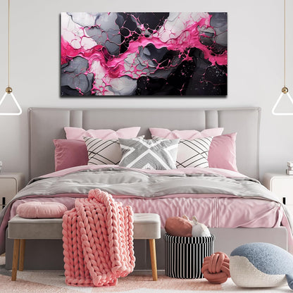 GUGIKA Abstract Wall Art for Living Room, Pink Canvas Wall Decor for Girls Bedroom Decor, Pigment