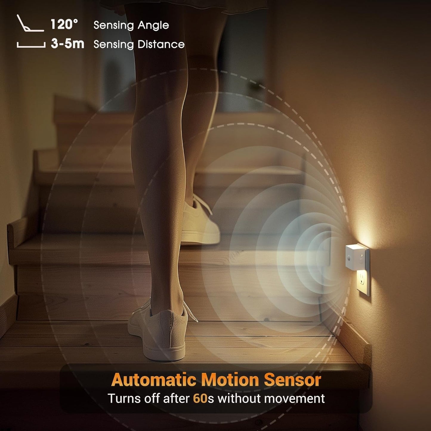 JandCase Motion Sensor Night Light, Night Lights Plug into Wall with Adjustable Brightness, Motion