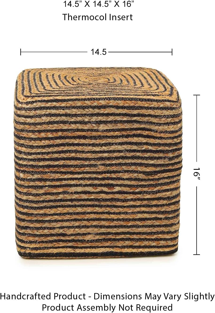REDEARTH · Cube Pouf Foot Stool Ottoman - Jute Braided Pouffe Poof Accent Sitting Footrest for The