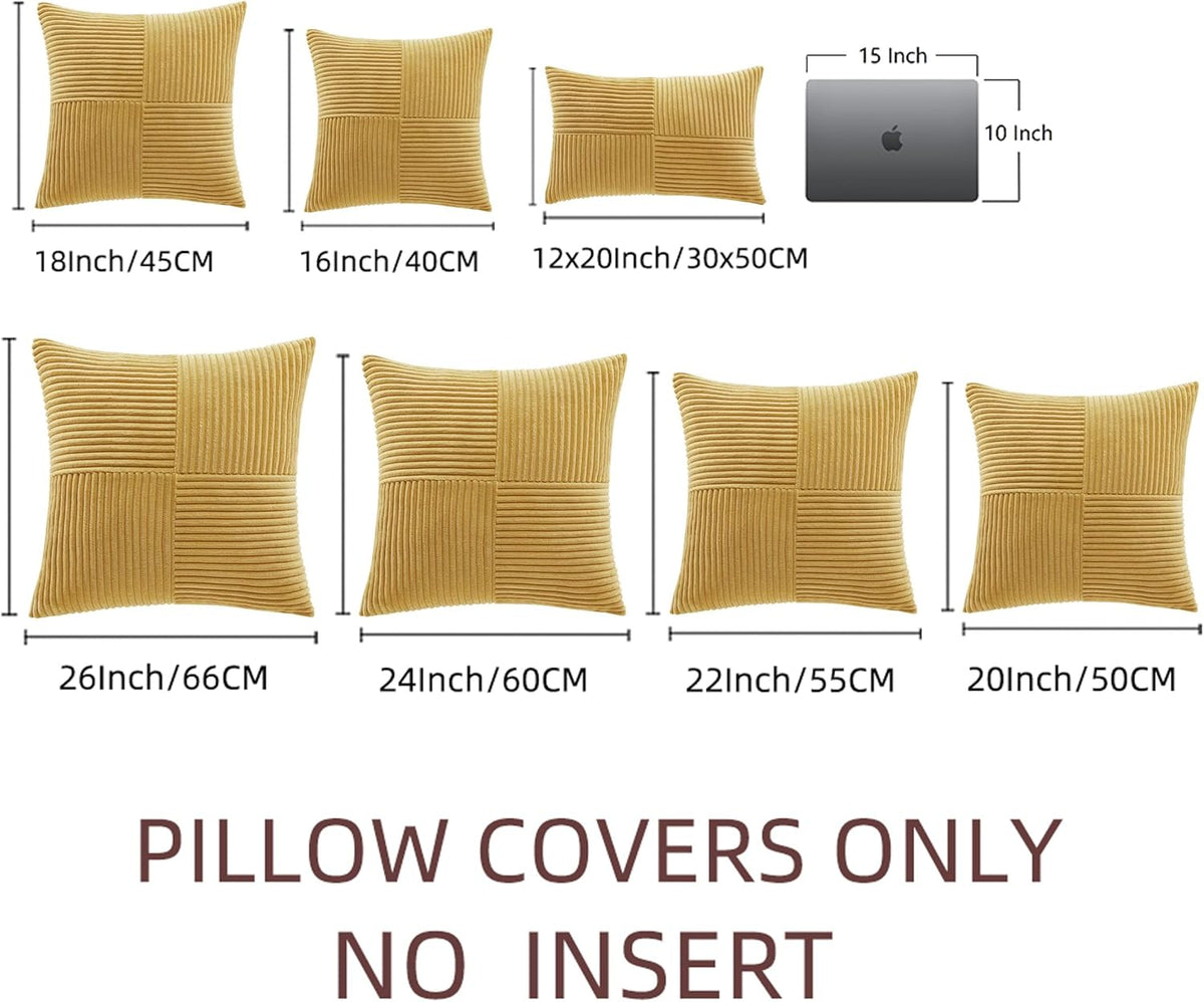 Fancy Homi 2 Packs Mustard Yellow Euro Decorative Throw Pillow Covers 28x28 Inch for Couch Bed