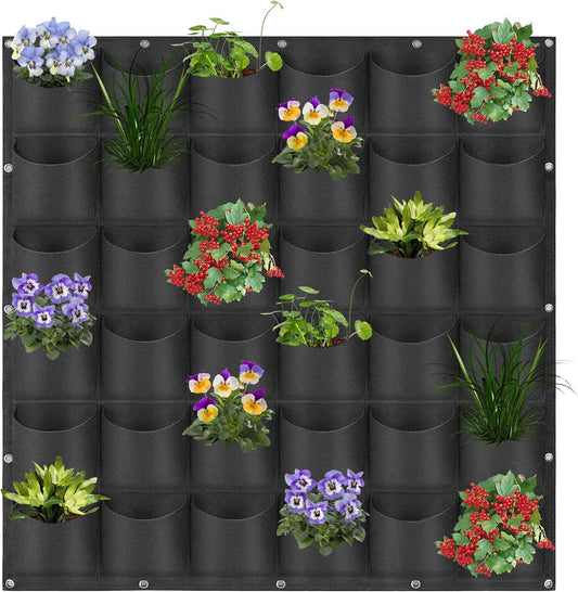 36 Pockets Hanging Planter Bags, Hanging Vertical Wall Mounted Plant Planting Grow Bags, Herb