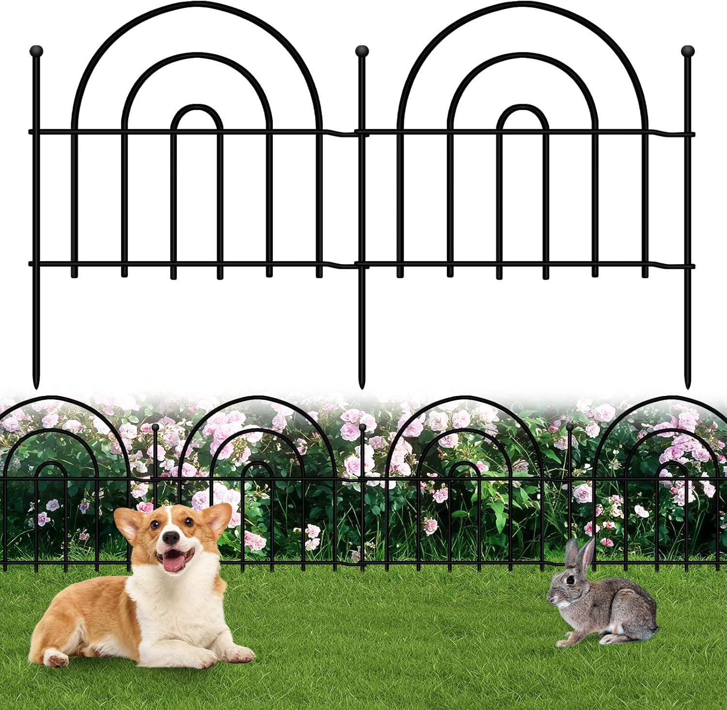 Decorative Garden Fence, 32 Panels No Dig Fence 45.3ft(L) x13in(H) Animal Barrier for Dog Rabbit
