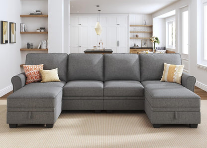 HONBAY Convertible Sectional Sofa with Storage U Shaped Sectional Couch with Reversible Chaise