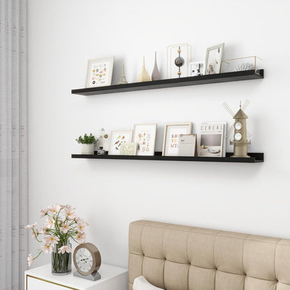 Picture Ledge Shelf, Wood Long Floating Shelves for Wall, Set of 2, 48 inch Picture Ledge Shelves