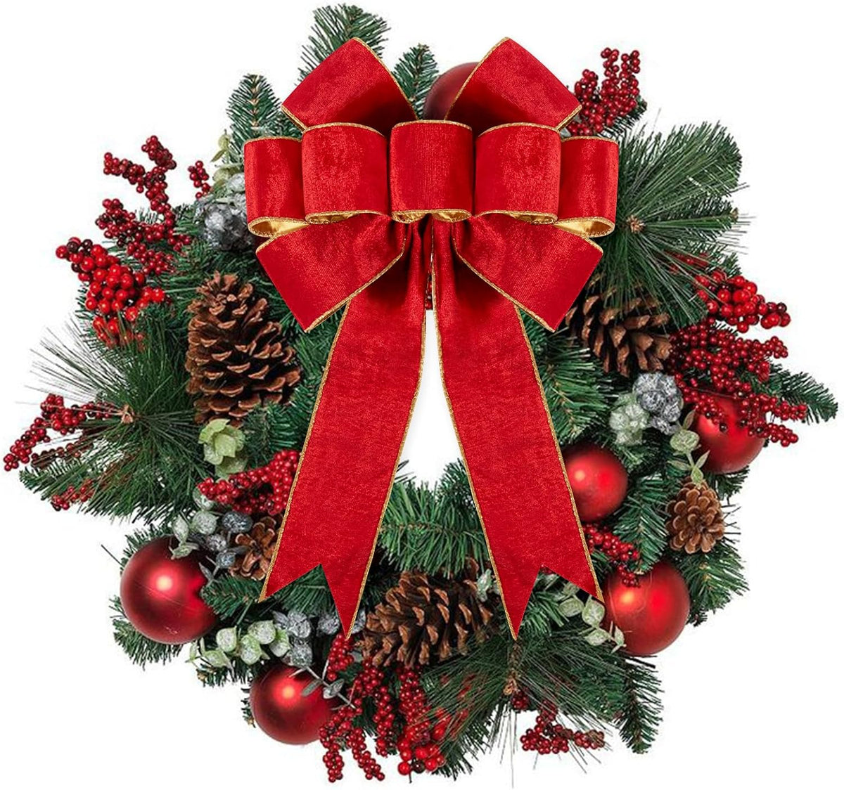3pcs Large Christmas Bows Velvet Red Bows Holiday Red Christmas Bows Decorations for Wreath Velvet