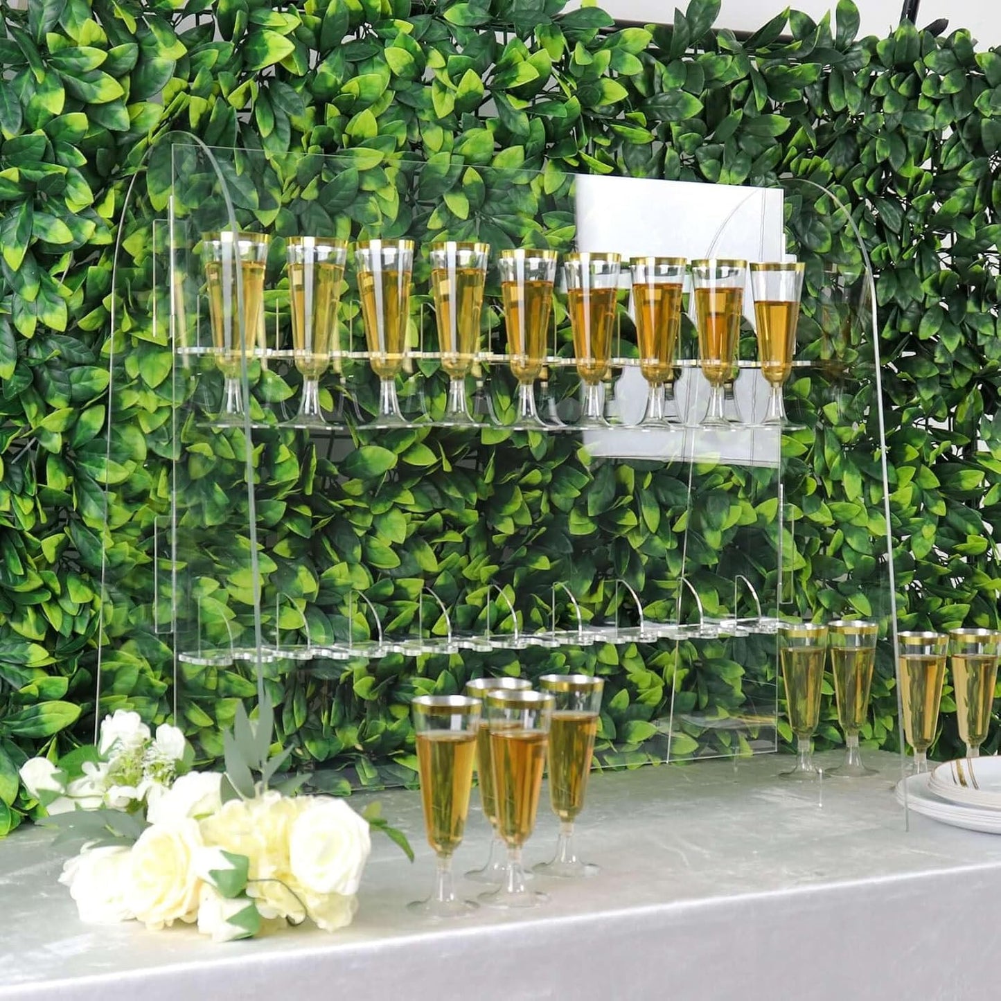 Tableclothsfactory 25" Clear Acrylic 2-Tier Wine Glass Stemware Rack, Champagne Flute Holder with