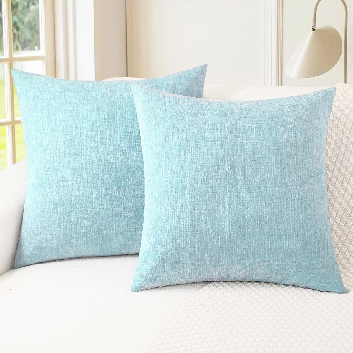 CaliTime Throw Pillow Covers Decorative 18 X 18 Inches Pack of 2 Cozy Chenille Cushion Cases for