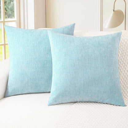 CaliTime Throw Pillow Covers Decorative 18 X 18 Inches Pack of 2 Cozy Chenille Cushion Cases for