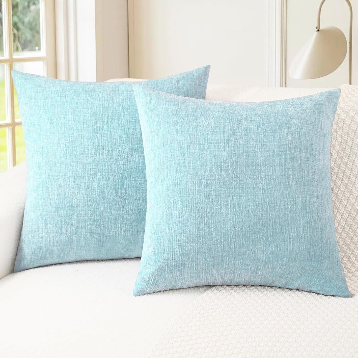 CaliTime Throw Pillow Covers Decorative 26 X 26 Inches Pack of 2 Cozy Chenille Cushion Cases for