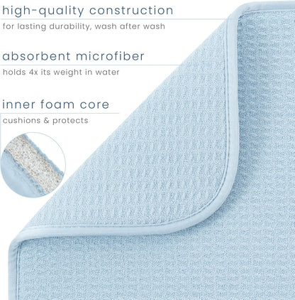 S&T INC. Dish Drying Mat, 16” x 18”, Absorbent Microfiber Kitchen Counter Mat, Dish Drying Pad for