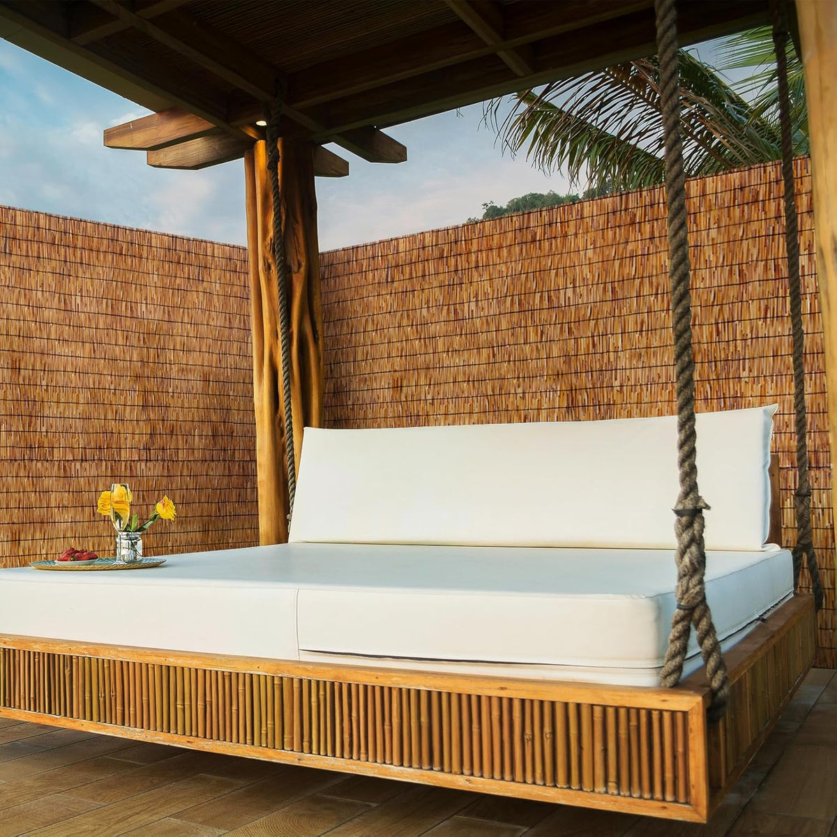 ZNCMRR Natural Bamboo Fencing 6 Feet High Privacy Fence Reed Fencing Rolls Screen Curtains for