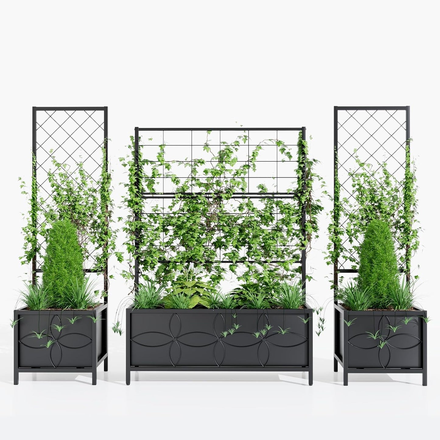 Zhongma Sturdy Raised Garden Bed with Trellis (15.75 x 35.43 x 48.8 in) for Vegetables Flower