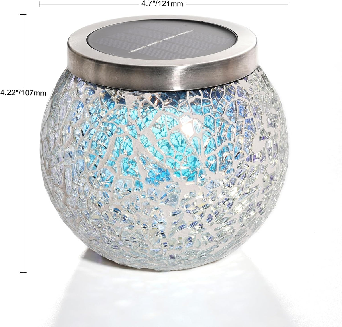 Cooo 6 Pack Heavy Solar Mosaic Crackle Glass Lights with Dual Solar Panels, Color-Changing RGB