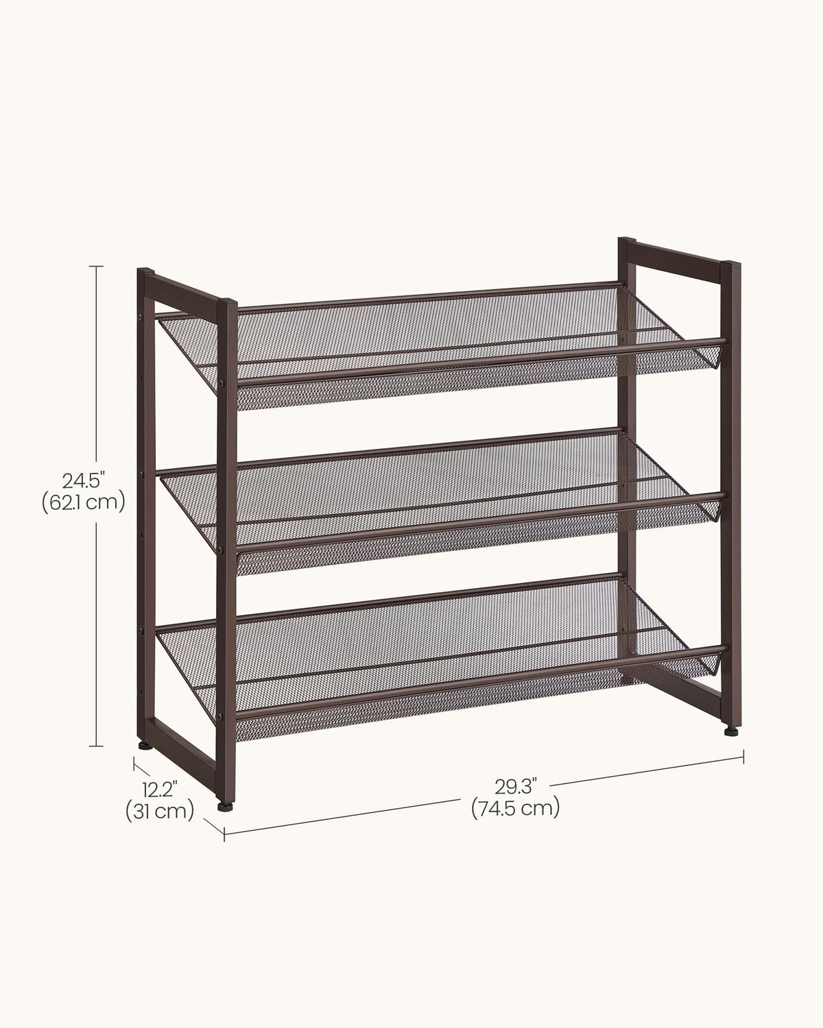 SONGMICS HOME 3-Tier Stackable Shoe Rack, Metal Shoe Organizer for Closet, Entryway, Garage, Flat
