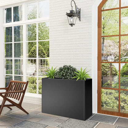 Tall Metal Cube Planter for Outdoor Plants 30" L x 12" W x 24" H, Heavy Duty Steel Large Planter