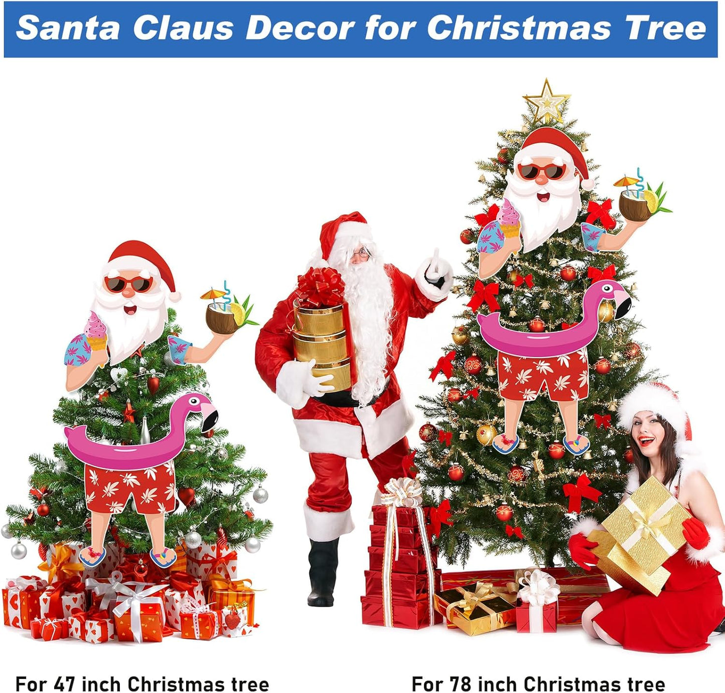Christmas Tree Topper Hawaii Christmas Decoration Santa Claus Tree Topper Flamingo Ice Cream