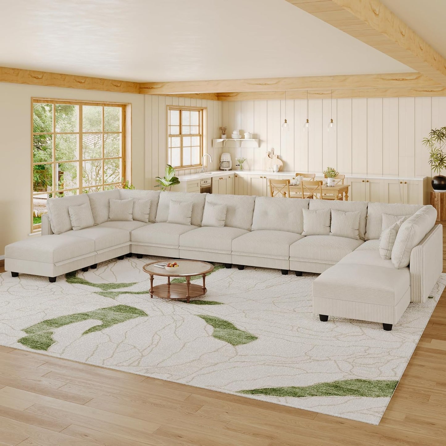 LLappuil Modular Sectional Sofa with Storage Seats, Corduroy Convertible Modular U Shaped Sectional