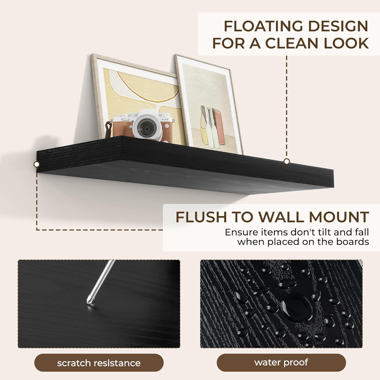 RICHFOCUS 36Inch Floating Shelves for Wall 2 Pack Shelves for Bedroom|Kitchen|Bathroom Wall Mounted