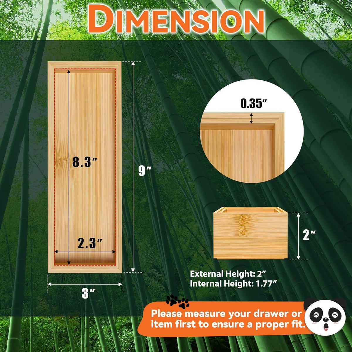 Bamboo Drawer Organizer – Set of 2 Stackable Storage Boxes, Silverware Tray & Small Gadget Holder
