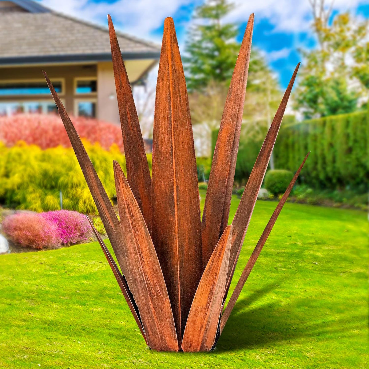 Metal Agave Plants, Tequila Rustic Sculpture, Metal Yard Art, Outdoor Lawn Ornaments Yard Stakes