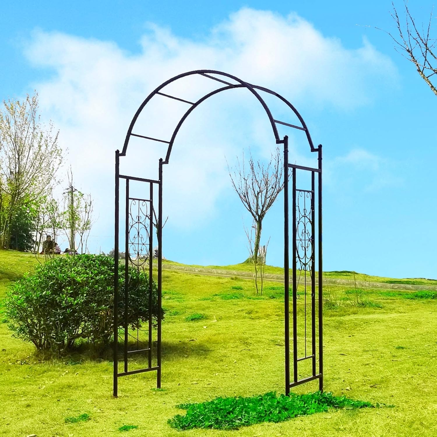 OUTOUR Garden Arch Arbor Arbour Trellis Archway for Climbing Plants Roses Vines Support Rack
