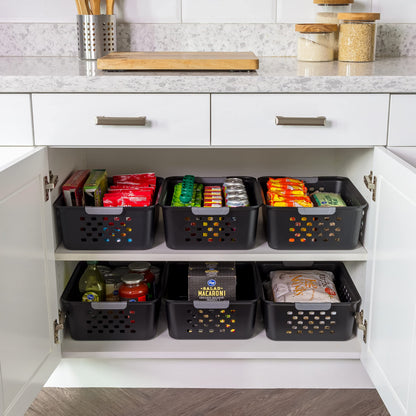 IRIS USA 6-Pack, Small Plastic Storage Basket, Black
