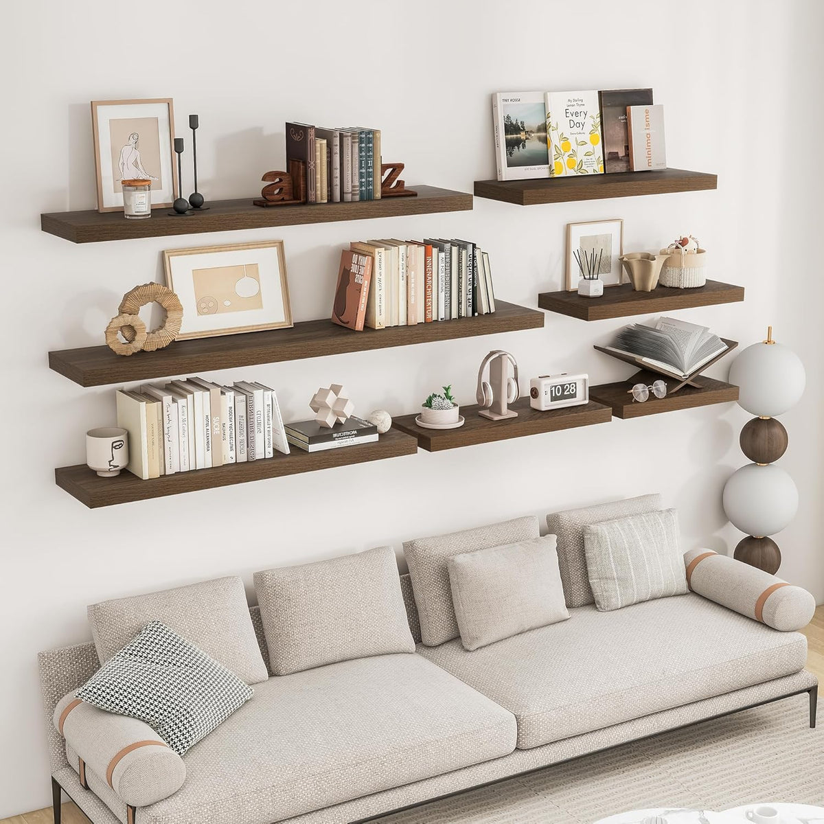 RICHFOCUS 24Inch Floating Shelves for Wall 2 Pack Shelves for Bedroom|Kitchen|Bathroom Wall Mounted