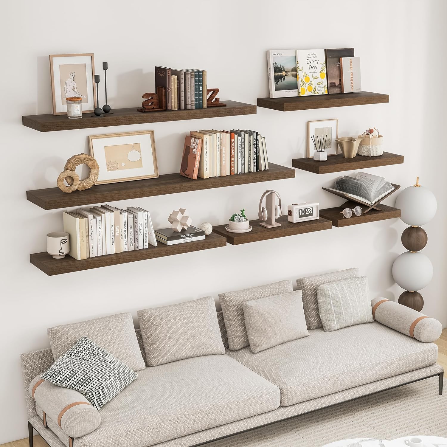 RICHFOCUS 16Inch Floating Shelves for Wall 2 Pack Shelves for Bedroom|Kitchen|Bathroom Wall Mounted