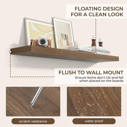 RICHFOCUS 40Inch Floating Shelves for Wall 2 Pack Shelves for Bedroom|Kitchen|Bathroom Wall Mounted