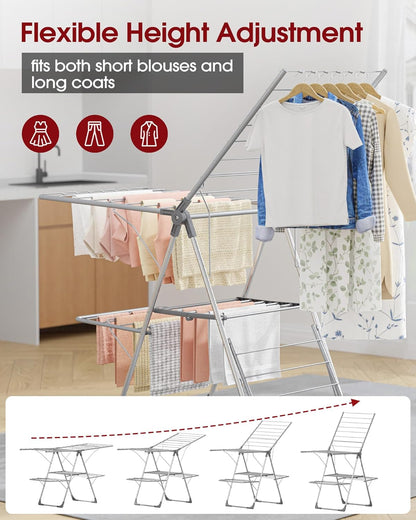 Clothes Drying Rack - Foldable Laundry Drying Rack for Clothing & Bedding, Easy-to-Assemble