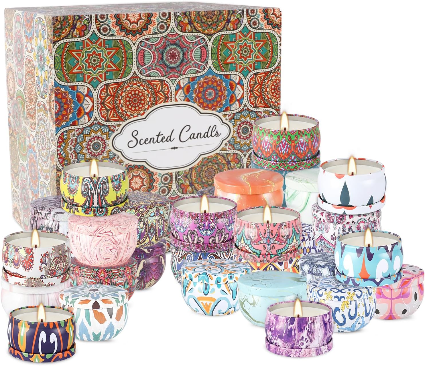 36 Pack Scented Candles Set for Home, Relaxing Stress Relief, Aromatherapy - Natural Soy Wax and