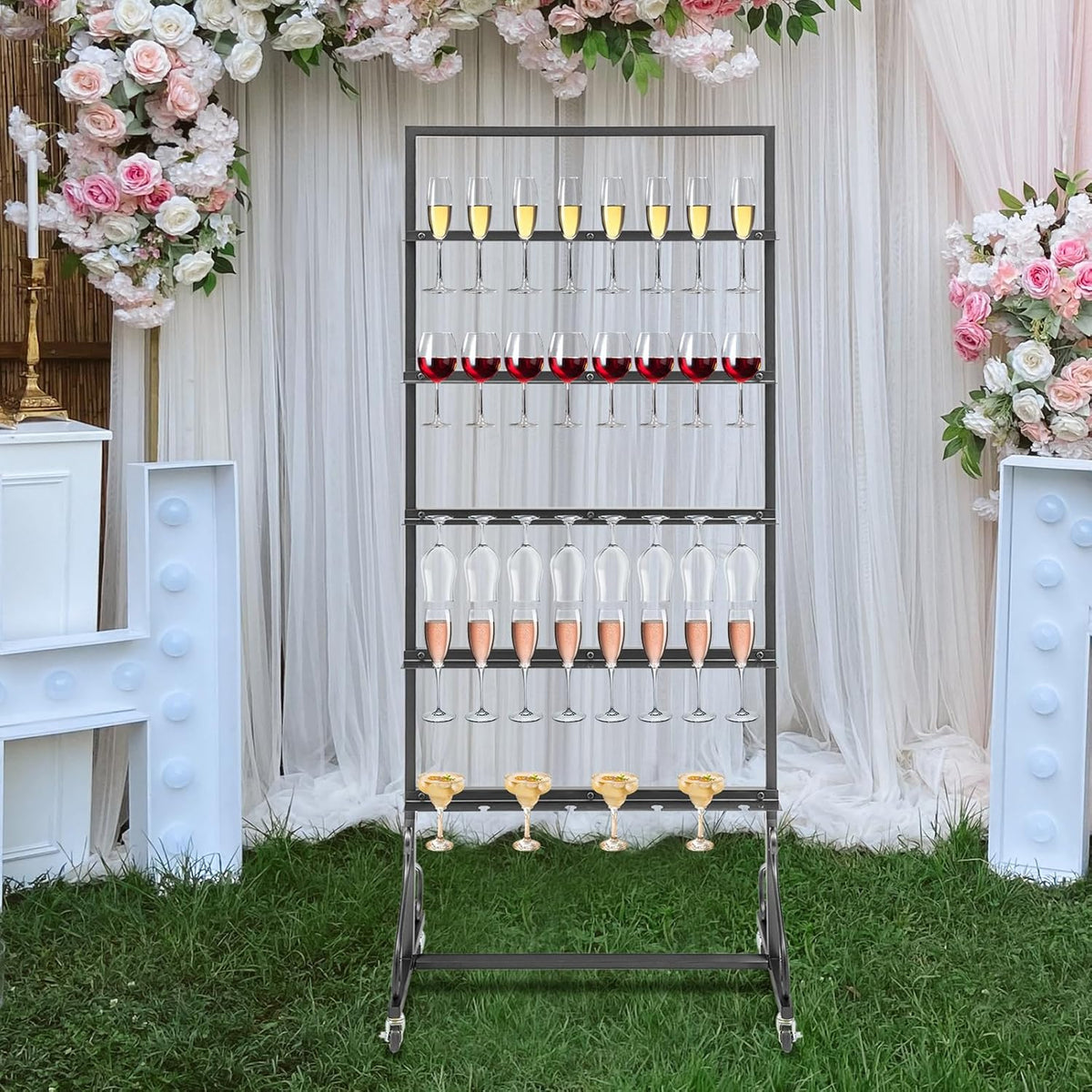 40 Slots Champagne Holder Stand for Party, Wine Glass Display Wall Holder, Stable Wine Glass