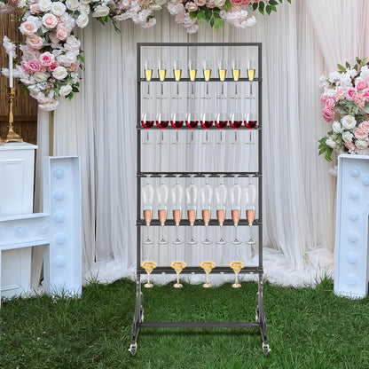 40 Slots Champagne Holder Stand for Party, Wine Glass Display Wall Holder, Stable Wine Glass