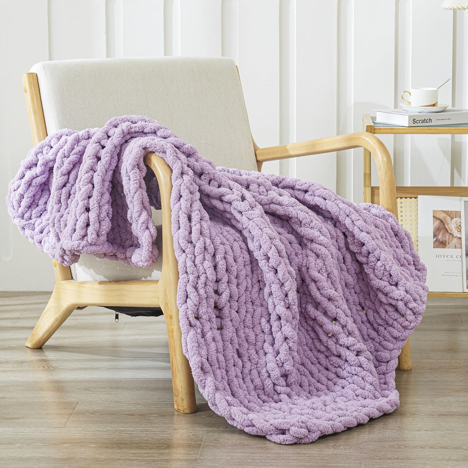 WESHIONGOO Chunky Knit Blanket Throw 40"*40" Knitted Throw Blankets for Couch Bed Fluffy Soft