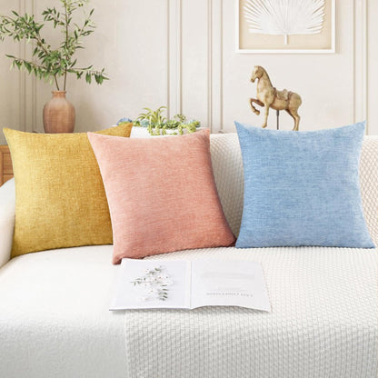 CaliTime Throw Pillow Covers Decorative 16 X 16 Inches Pack of 2 Cozy Soft Chenille Cushion Cases