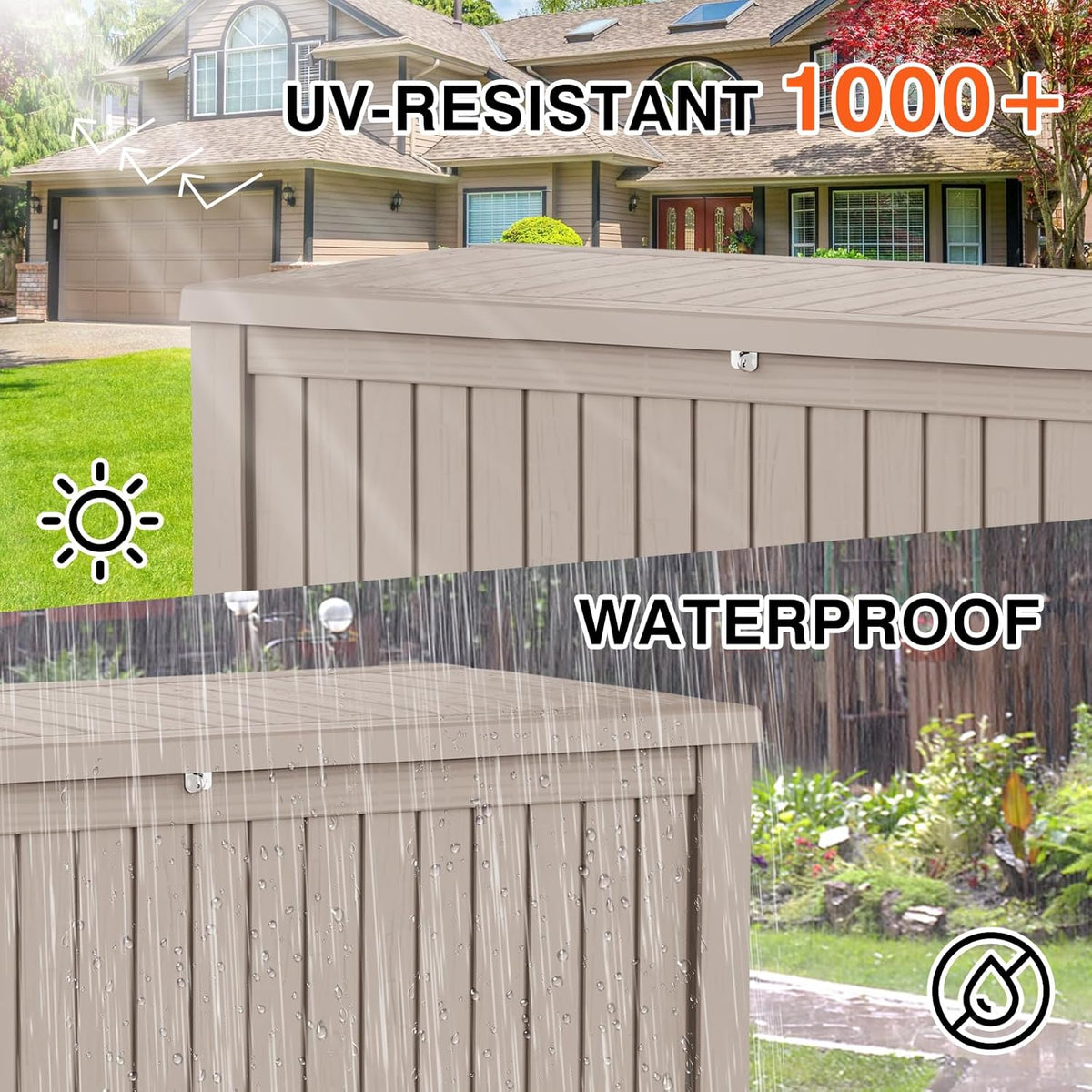 180 Gallon Outdoor Storage Box Waterproof Lockable Resin Deck Box Large, Patio Storage Bin for Pool